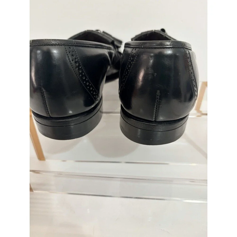 Johnston & Murphy Optima Black Wing Tips Kitties Tassle Loafer 8.5